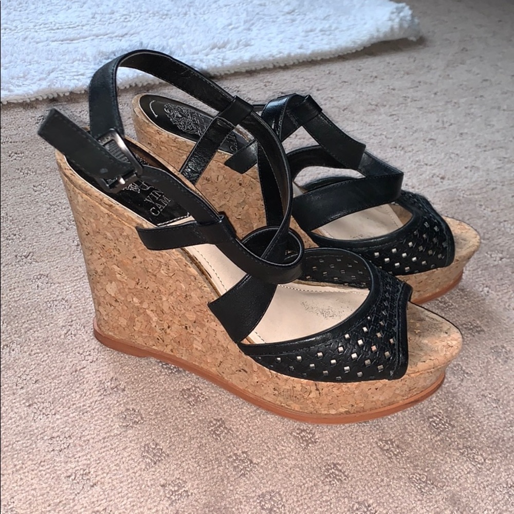 Vince Camino size 8 cork wedge black